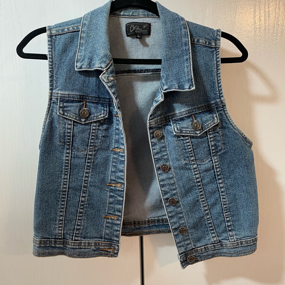 Chloe K Women's Blue Denim Vest